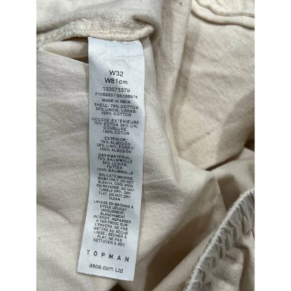 Topman laid on embroidered Y2K linen mix shorts in ecru Size 32 A003674 - Picture 8 of 10